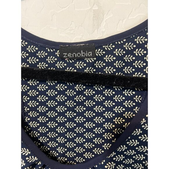 Zenobia Sz XL Black White Novelty Leaf Printed Tank Top Flowy Boho - Picture 3 of 7